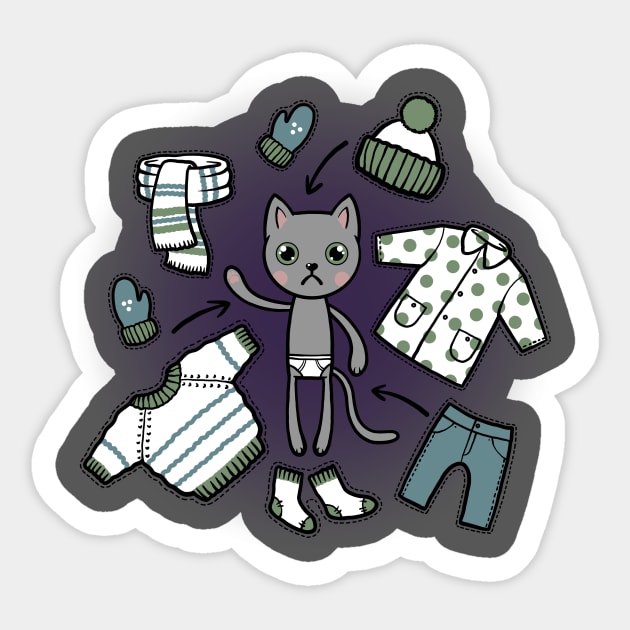 Winter cat Sticker by crazypangolin